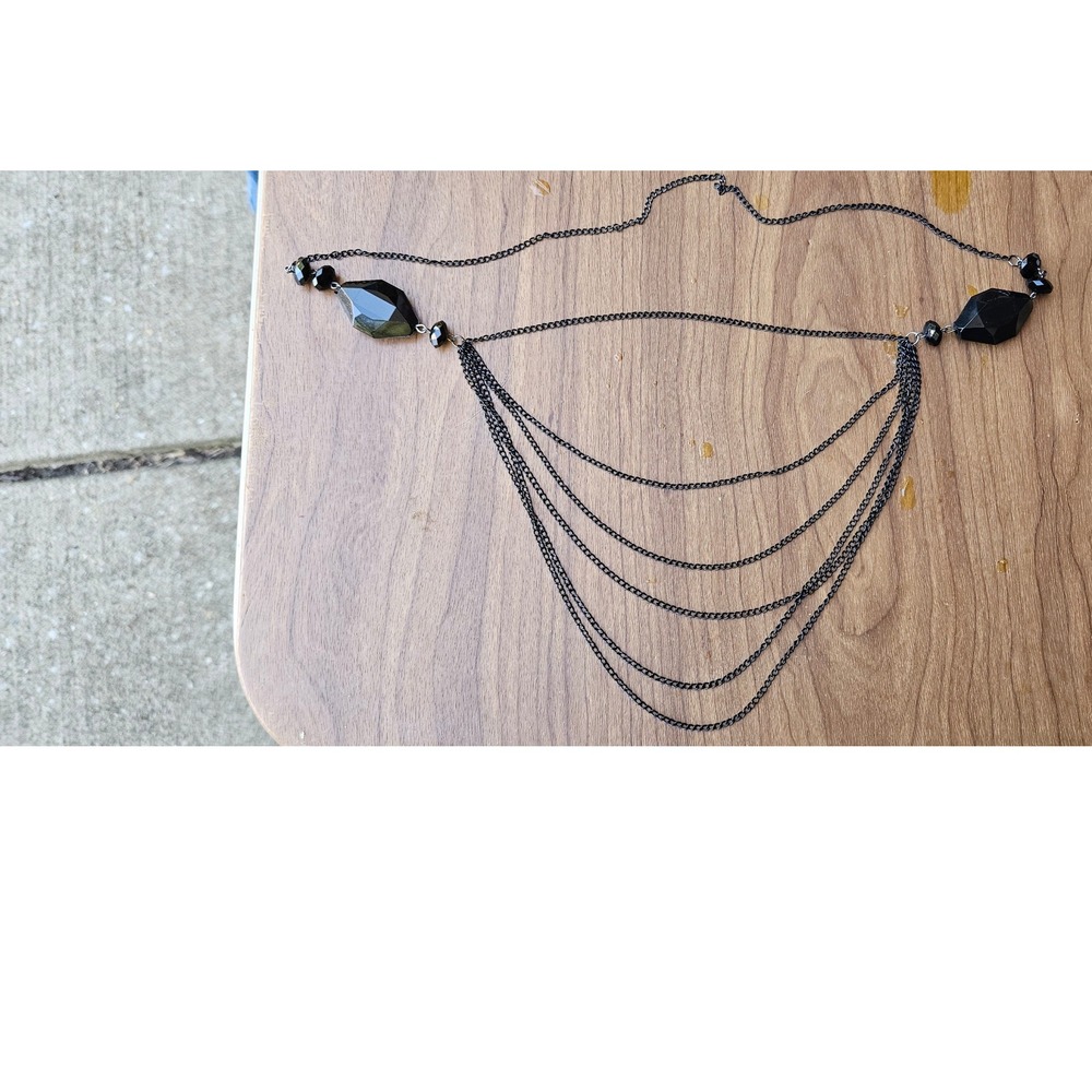3 necklaces Black & Gold Beaded‎ Layered Long Statement Necklaces, fashion set